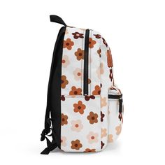 Boho Flower Backpack Neutral Tone Boho Flower Backpack for - Etsy White Backpack With Adjustable Strap As Gift, Trendy White Backpack As Gift, Trendy White Backpack For Gift, White Floral Print School Bag, Back To School Floral Print Backpack, Casual White Backpack For Gift, Boho Backpack School, Flower Backpack, Boho Backpack