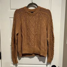 Classic Cable Knit Sweater From The Gap In A Lovely And Versatile Camel/ Tan Color. Crewneck. Women’s Size Large. Never Worn. Brown Open Knit Crew Neck Sweater, Gap Crew Neck Sweater For Fall, Cozy Brown Open Knit Sweater, Fall Brown Open Knit Sweater, Gap Knit Sweater For Fall, Casual Brown Pointelle Knit Sweater, Casual Brown Open Knit Sweater, Casual Gap Sweater For Fall, Cozy Fall Tops From Gap