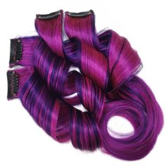 Midnight Gem has Gemstone sensations with her Purple and Violet Fuchsia colors. The Details: •4 Piece set •Each piece is about 1.5" wide •Double Drawn 100% Remy Human Hair Meaning they not only LOOK like real hair, they ARE real hair and can be heat styled, cut and color as you could with your own natural hair. •Optional Root Color is 1"- 1.5" long Add color to your hair without damaging chemicals and upkeep or commitment to any colors! Also add volume to your hair as these are Double Drawn, Rem Root Smudge, Root Color, Colored Hair Extensions, Dimensional Color, Color Melting, Remy Human Hair Extensions, 100 Remy Human Hair, Fuchsia Color, Heat Styling Products