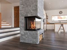 RIII 55x80x46 Star Wood-burning 3-sided fireplace By RUEGG