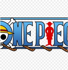 the logo for one piece, which is an animated character with a pirate hat and eye patch