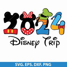 mickey mouse and minnie mouse with the numbers 2012 disney trip svg eps dxf png