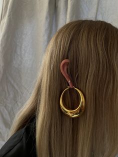 Gold statement hoop earrings Gold Hoop Earrings Style, Stainless Steal, Dope Jewelry, Jewelry Lookbook, Sell Gold, Shoot Inspiration, Jewelry Inspo, Dream Jewelry, 14kt Gold