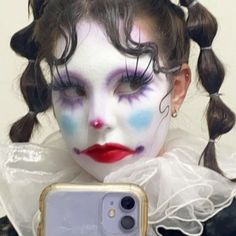 Makeup Edgy, Creepy Clown Makeup, Clown Hair, Funky Makeup, Drag Make-up, Inspo Makeup, Alt Makeup