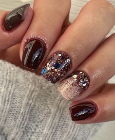 Disney Acrylic Nails, Feather Nails, Glitter Nails Acrylic, Fall Gel Nails, Cute Nails For Fall, Simple Gel Nails, Fall Acrylic Nails