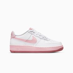 nike-kids-nike-air-force-1-grade-school-ct3839-107 Made Outfits, Nike Force 1, Pink Nike Shoes, First Day Of School Outfit, Tenis Nike, Nike Models, Nike Force, Sneaker Style, Cute Sneakers