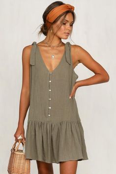 Cooler Style, Diy Vetement, Khaki Dress, Dresses Summer, New Arrival Dress, Dresses Casual, Online Womens Clothing, 90s Fashion