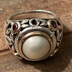 Pearl Gabrielle Bruni Ring. Ring Color, Womens Jewelry Rings, White Silver, Jewelry Rings, Women Jewelry, Ring, Silver, Women Shopping, White