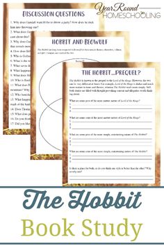 the hobbit book study is shown with text overlaying it and an image of