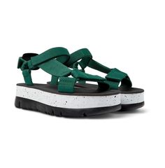 in stock Green Leather Sport Sandals For Summer, Green Summer Sport Sandals With Textured Footbed, Casual Green Leather Sport Sandals, Green Open Toe Sport Sandals For Summer, Casual Green Slingback Sandals With Ankle Strap, Casual Green Sandals With Open Heel, Casual Green Ankle Strap Slingback Sandals, Casual Green Platform Sandals, Casual Green Open Heel Sandals