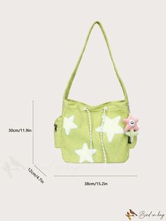 BirdinBag - Stylish Corduroy Tote Bag with Star Pattern, Large Size, Drawstring Closure Casual Star-shaped Shoulder Bag For School, Trendy Star-shaped Shoulder Bag For School, Casual Star-shaped Shoulder Bag For Everyday, Casual Star-shaped Shoulder Bag, Everyday Star-shaped Bag, Corduroy Tote Bag, Star Pattern, Diy Supplies, Bag Bag