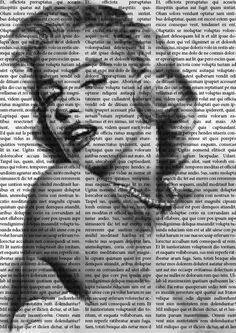 marilyn monroe in black and white on newspaper