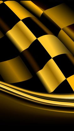 a black and yellow checkered background with gold lines