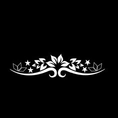 a black background with white flowers and leaves on the bottom half of the border,