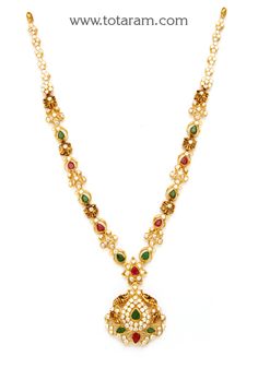 22 Karat Gold 'Peacock' Necklace with Cz, Ruby & Emerald - 235-GN3970 - in 19.000 Grams for USD $1594.73. 
Made in India by Totaram Jewelers Online this product is in Gold - 22 Karat BIS Hallmark 916 KDM Gold  & is an excellent gift for Adult - Women. Ships fully insured with secured guaranteed delivery for free with your order over $250 from New Jersey USA & comes with 30 days exchange policy. Elegant Gold Kundan Necklace With Peacock Design, Elegant Gold Multi-stone Kundan Necklace, Formal Temple Jewelry Necklace With Peacock Design, Formal Peacock Design Necklace For Festivals, Traditional Diamond Necklace With Peacock Design, Elegant Gold Multi-stone Temple Necklace, Festive Formal Necklace With Peacock Design, Formal Gold Necklace With Peacock Design, Elegant Yellow Gold Necklace With Peacock Design