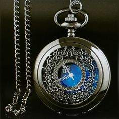 Beautiful, Retro, Shiny Gunmetal Colored Pocket Watch With Chain,Engravable, Blue Face, New With Tags! Silver Metal Pocket Watch, Silver Metal Round Pocket Watch, Silver Round Pocket Watch, Timeless Silver Metal Pocket Watch, Timeless Silver Metal Watch Accessories, Silver Metal Pocket Watch For Formal Occasions, Elegant Silver Metal Pocket Watch, New Apple Watch Bands, Fitbit Bands