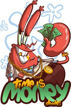 a cartoon character with money in his hand