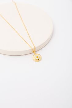 Daisy Gold Necklace WOMEN'S NECKLACE Cove Getaway Dress, Tie Pattern, Daisy Necklace, Gold Disc, Tie Accessories, Kids Jewelry, Round Pendant, Shoe Style, Mens Socks