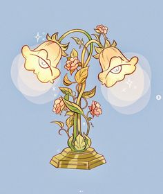 an artistic drawing of flowers on a pedestal