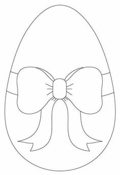 an easter egg with a bow drawn on the front and side, in black and white