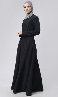 A perfect wardrobe piece for everyday/work Round neck Side pockets Front with box pleats & panel Embroidered abaya Full Sleeves FABRIC: Kashibo CARE: Machine wash cold Formal Modest Abaya For Fall, Modest Formal Abaya For Fall, Maxi Length Abaya For Fall Workwear, Fall Workwear Abaya In Maxi Length, Fall Workwear Maxi Length Abaya, Modest Long Sleeve Thobe With Modesty Panel, Modest Fitted Black Abaya, Modest Abaya With Modesty Panel, Solid Color Maxi Length Abaya For Work