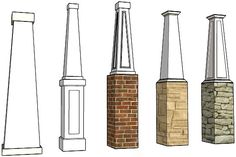 four different types of brick chimneys