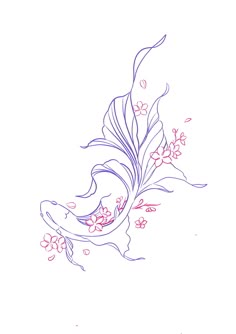 a drawing of a woman's head with flowers on it