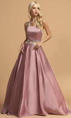 Aspeed Design - L2198 Straight A-Line Evening Dress Prom Evening Dress With Fitted Bodice And Straight Neckline, Straight Neckline Evening Dress For Prom, Elegant Pink Evening Dress For Homecoming, Silk Charmeuse Dress, Two Piece Gown, A Line Evening Dress, Prom Dresses With Pockets, Long Evening Gowns, Tulle Gown