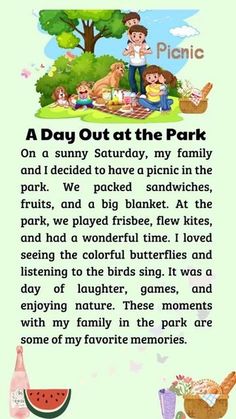 a page from the children's book, a day out at the park