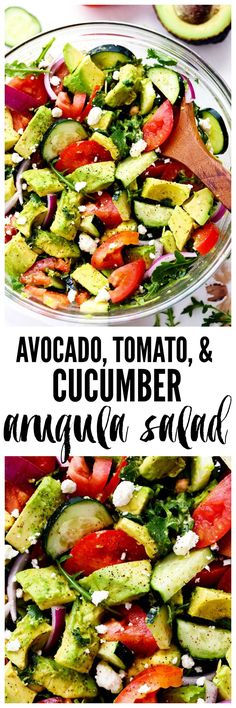 avocado, tomato and cucumber salad with feta cheese