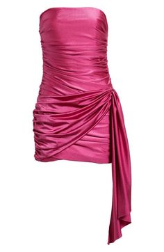 "Find AMANDA UPRICHARD Anja Metallic Strapless Cocktail Minidress on Editorialist. Get glasses raised in a popping pink dress that's draped-to-fit and designed to showcase shoulders and legs. 27 1/2\" center front length Back-zip closure Strapless Lined 87% nylon, 13% spandex Dry clean Imported" Semi Formal Pink Dress, Magenta Hoco Dress, Hot Pink Dress Formal, Metallic Pink Dress, Hot Pink Dress Outfit, Hot Pink Hoco Dress, Hot Pink Party Dress, Short Hot Pink Dress, Hot Pink Party Dresses