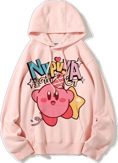 Oversized Kawaii Hoodie Sweatshirt, Kawaii Long Sleeve Hoodie With Letter Print, Kawaii Hooded Sweatshirt With Graphic Print, Pink Kawaii Hoodie Sweatshirt, Pink Kawaii Hoodie With Letter Print, Pink Kawaii Sweatshirt With Drawstring Hood, Kawaii Hooded Top With Graphic Print, Kawaii Graphic Print Hooded Top, Kawaii Hoodie Sweatshirt With Drawstring