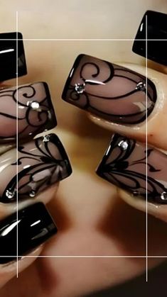 20-25 days delivery post dispatch for Halloween Nails Women Special Inspiration Black And White Nail, Black And White Nail Art, Unghie Sfumate, Lace Nails, Nagel Tips, White Nail Art, Black Inspiration, Black Nail Designs, White Nail