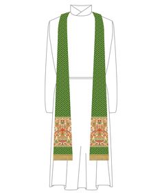 Simple elegance in a beautifully tailored Tapestry Clergy Stole Features: Simple Latin Cross at clergy stole ends. Fringe Bottom Tapered Stole Style 53" finished length Romsey Brocade (other fabric options available upon request) Tapestry Orphrey Bands Color Options: Ivory Green, Red, Violet Note: Please allow 3 to 8 weeks for order lead time as each stole is handmade one at a time. Please contact us by email if you have questions about the order lead time or for any custom requests. If the stol Formal Silk Dupatta With Embroidered Border, Elegant Shawl With Embroidered Border For Traditional Ceremonies, Traditional Silk Scarves For Formal Occasions, Elegant Ceremonial Dupatta With Woven Motifs, Formal Dupatta With Traditional Drape And Motifs, Formal Pashmina Shawl With Traditional Drape, Elegant Wedding Scarves With Motifs, Elegant Brocade Dupatta With Woven Motifs, Formal Silk Dupatta With Motifs