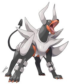 an image of a very cute looking pokemon with big horns and claws on it's back