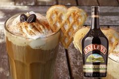 a bottle of bailey's irish cream next to some food