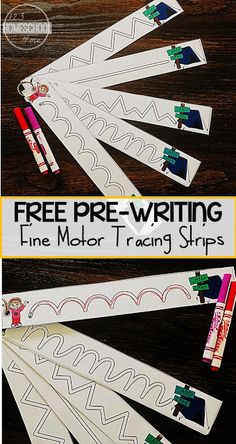 free pre - writing fine motor training strips for kids to practice their handwriting and drawing skills