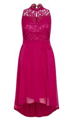 Exude confidence in romantic nights with the Hi Lo Lover Dress. Designed with sheer soft chiffon overlay, invisible back zip closure and full satin lining, this dress wraps your curves flawlessly. Key Features Include: - Sweetheart neckline with high neck lace overlay and keyhole cut out - Remove tie waist belt - Invisible back zip closure - Sheer soft chiffon overlay - Full satin lining - Hi lo hemline Wear with striking stilettos and an elaborate up-do. | Plus Size Dress Hi Lo Lover in Sangria Sheer Feminine Satin Dress, Elegant Pink Dress With Illusion Neckline, Elegant Pink Dresses With Illusion Neckline, Feminine Sheer Bridesmaid Dress, Chiffon Party Dress With Lace Trim, Elegant Lace Chiffon Dress For Evening, Elegant Evening Chiffon Dress With Lace Bodice, Elegant Evening Chiffon Dress With Lace, Elegant Lace Chiffon Evening Dress