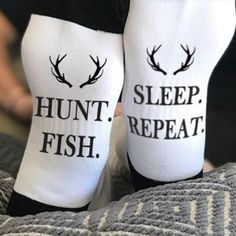 Socks, Hunting, Fathers Day Gift, Gift for Dad, Funny Gifts, Hunt Fish Sleep Repeat, Hunting Gift, G San Dimas, Socks Gift, Hunting Gifts, Custom Socks, Gift For Husband, Gift Exchange, Casual Socks, Hunting Fishing, Gift For Dad