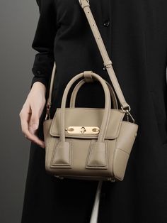 Gender: Women
Type: Purse, Shoulder Bag
Features: Removable Adjustable Strap, Inner Pockets
Main Materials: Cowhide
Lining: Polyester
Type of Closure: Turn Lock
Style: Casual, Daily, Stylish
Size:

Length: 25 cm / 9.84  "
Width: 10 cm / 3.94  "
Height: 17 cm / 6.69  " Designer Satchel With Mobile Phone Bag For Everyday, Khaki Leather Bag With Removable Pouch, Beige Box Bag With Removable Pouch For Office, Designer Leather Satchel With Mobile Phone Bag, Designer Beige Box Bag With Detachable Strap, Elegant Khaki Bags For Everyday Use, Elegant Khaki Bags For Everyday, Khaki Satchel Shoulder Bag With Removable Pouch, Khaki Leather Shoulder Bag