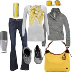 Gray and Yellow. Can any other color combo be so gorgeous? Autumn Capsule Wardrobe, Street Mode, Yellow Autumn, Cool Summer Outfits, Bohol, Inspired Outfits, Looks Style, Mode Inspiration