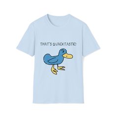 Who wouldn't want to see a blue duck? All Billy Madison and Adam Sandler fans will love this t-shirt! The unisex soft-style t-shirt puts a new spin on casual comfort. Made from very soft materials, this tee is 100% cotton for solid colors. Heather colors and sports grey include polyester. The shoulders have twill tape for improved durability. There are no side seams. The collar is made with ribbed knitting to prevent curling damage.  .: Made with 100% ring-spun cotton, a lightweight fabric (4.5 Funny Blue T-shirt With Cartoon Print, Novelty Pre-shrunk Blue T-shirt, Novelty Blue Pre-shrunk T-shirt, Blue Casual T-shirt With Funny Text, Fun Blue T-shirt With Funny Text, Blue T-shirt With Funny Text, Billy Madison, Comedy Movie, Movie Gift