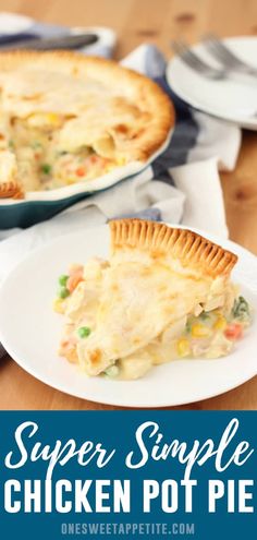 a chicken pot pie on a white plate