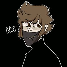 a drawing of a man with glasses and a beard wearing a black shirt that says hot