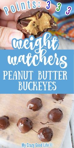 chocolate peanut butter buckies with text overlay that says, weight watchers peanut butter buckies