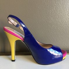 Steve Madden Colorblock Heels, Size 6. Brand New, Without Tags. Blueish/Purpleish Top With Yellowish Heel And Hot Pink Lining On Sole. Heel Height Approx 4.5 Inches. Multicolor Open Toe Heels With Contrasting Heel Counter, Bold Heels With Contrasting Heel Counter, Bold Multicolor Open Heel Heels, Bold High Heel Shoes With Contrasting Heel Counter, Bold High Heels With Contrasting Heel Counter, Bold Blue Heels For Party, Multicolor Heels With Contrasting Heel Counter And Round Toe, Multicolor Heels With Contrasting Heel Counter, Multicolor Heels With Contrasting Heel And Round Toe