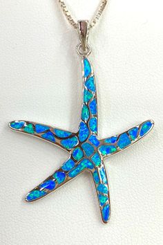 Blue Green Opal Starfish Tropical Adventure, Stars In The Sky, Larimar Necklace, Ocean Floor, Divine Love, Iridescent Blue, Starfish Necklace, Star Sky, Florida Keys