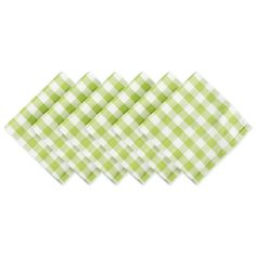 four green and white checkered napkins