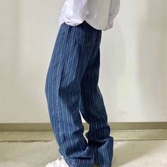 Wiaofellas Men Clothing Loose Striped Straight Jeans Fashion Casual Men Pant Denim Streetwear Wide Leg Pant Loose Cargo Harajuku Trousers Denim Streetwear, Streetwear Pants, Striped Wide Leg Pants, Mens Fashion Inspiration, Jeans Fashion, Striped Jeans, Plot Twist, Wide Leg Pant, Denim Trousers