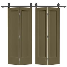 two brown doors open on an isolated white background